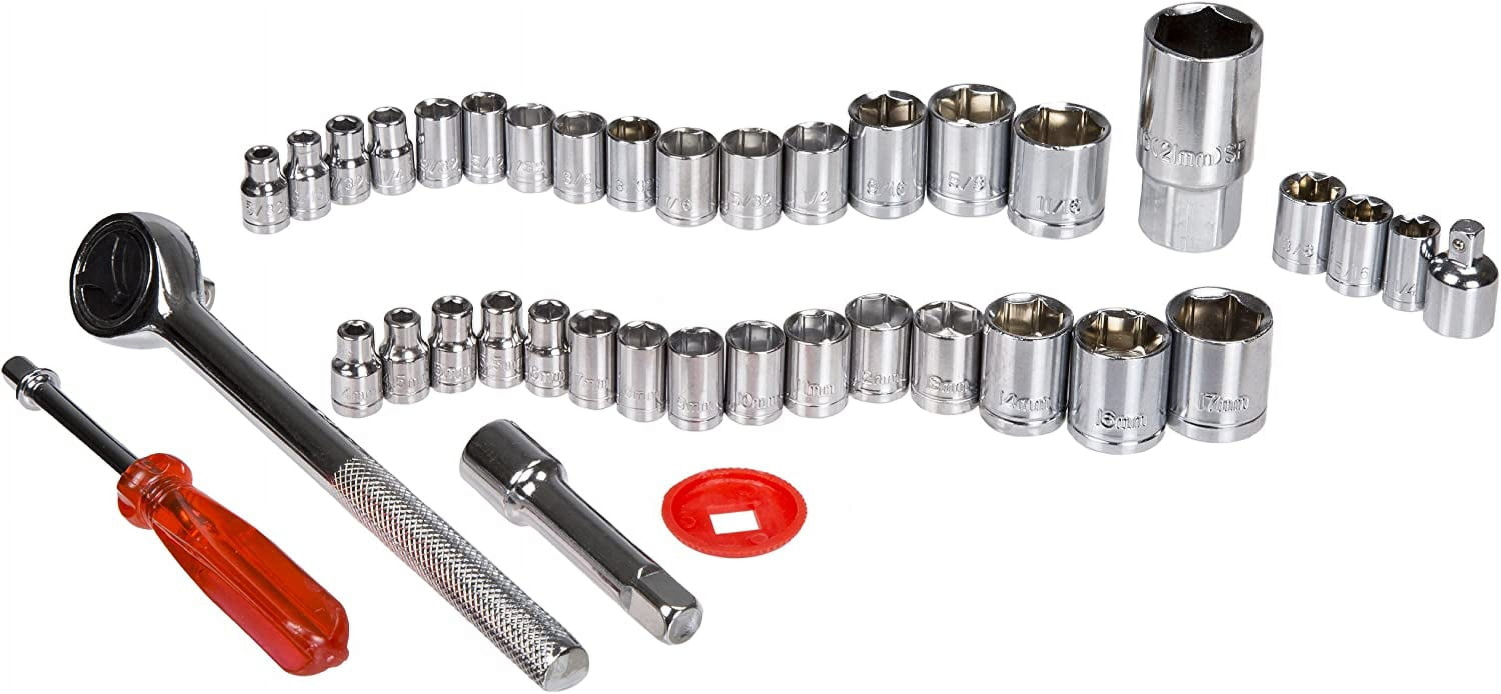 TRAHOO40 Piece Ratcheting Socket Wrench Set Metric and Standard 6