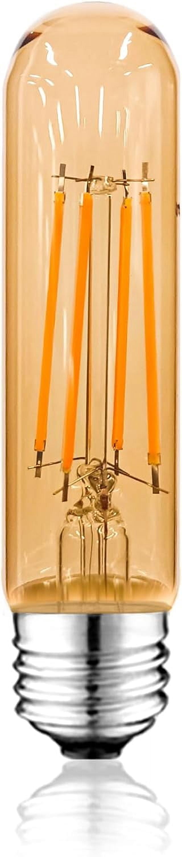 TRAHOO-5 Inch 2200K Edison Bulbs Amber Dimmable,Vintage Style Decorative Antique Light Bulb,T10 Long Tubular Light Bulbs,T9 6W E26 LED Bulb 60 Watt for Wall Sconces,Rustic Pendant(1 Pack)