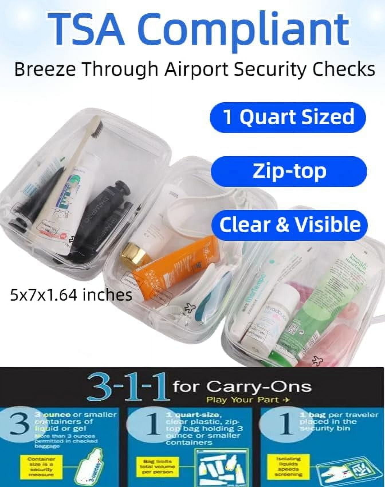 TRAHOO5 Pack Clear Quart Size Travel Bag TSA Approved Toiletry Bag