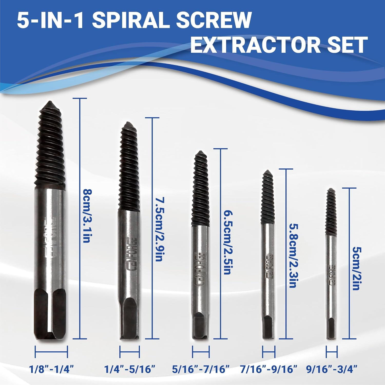 TRAHOO5Piece Spiral Screw Extractor Set, Damaged Screw Extractor