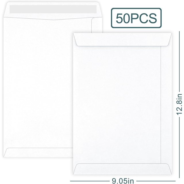 TRAHOO50 Pack 9 X 12 Inches Catalog Envelopes, White Catalog Mailing