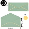 TRAHOO50 pcs Sage Green Business Envelope with VFlap, Gold Border