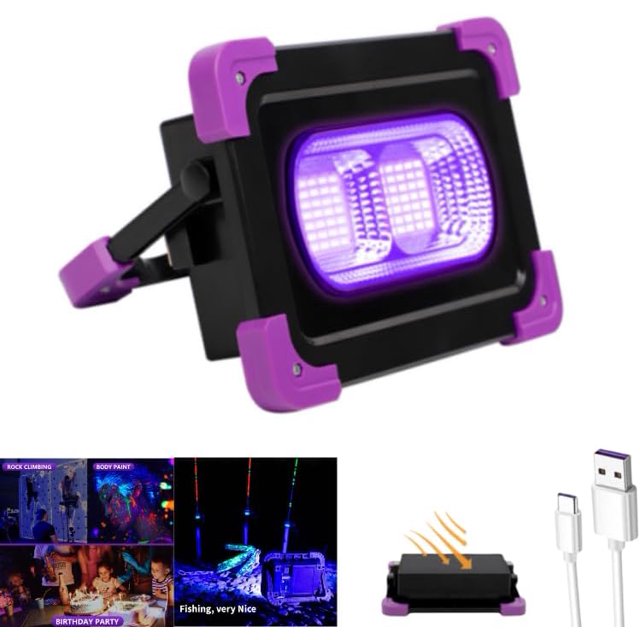 TRAHOO50W Rechargeable LED Black Lights, Battery Powered & Solar