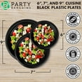 TRAHOO6 Inch Disposable Black Plastic Plates (100 Pack) Microwave Safe