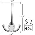 TRAHOO6 Pack Big Heavy Duty Three Prongs Coat Hooks Wall Mounted with