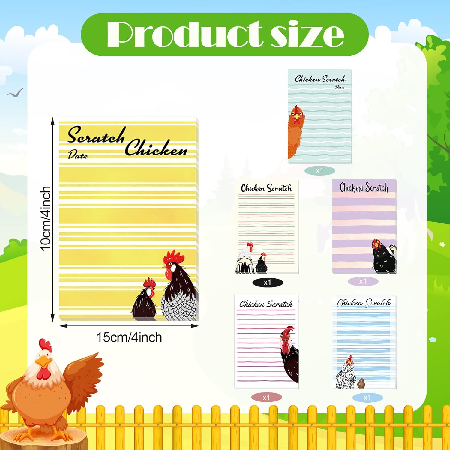 Horse Gifts For Women Chicken Scratch Sticky Note Pad - Funny Chicken ...