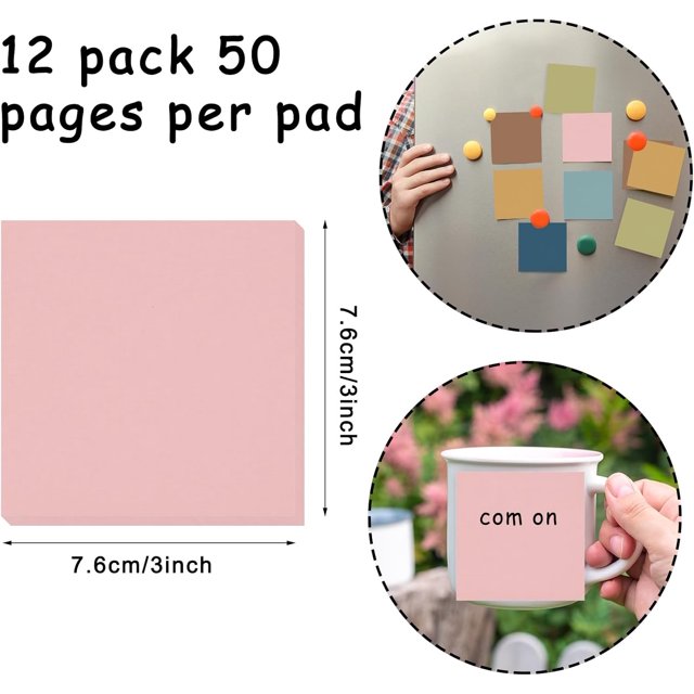 TRAHOO600 Sheet Boho Sticky Notes Solid Color Self Adhesive Notepads
