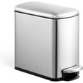TRAHOO6L Pedal Slim Trash Bin, Stainless Steel Waste Bin with Lid and