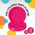 TRAHOO7 Inch. Dessert Plates Cerise Plastic Plates Disposable, 50