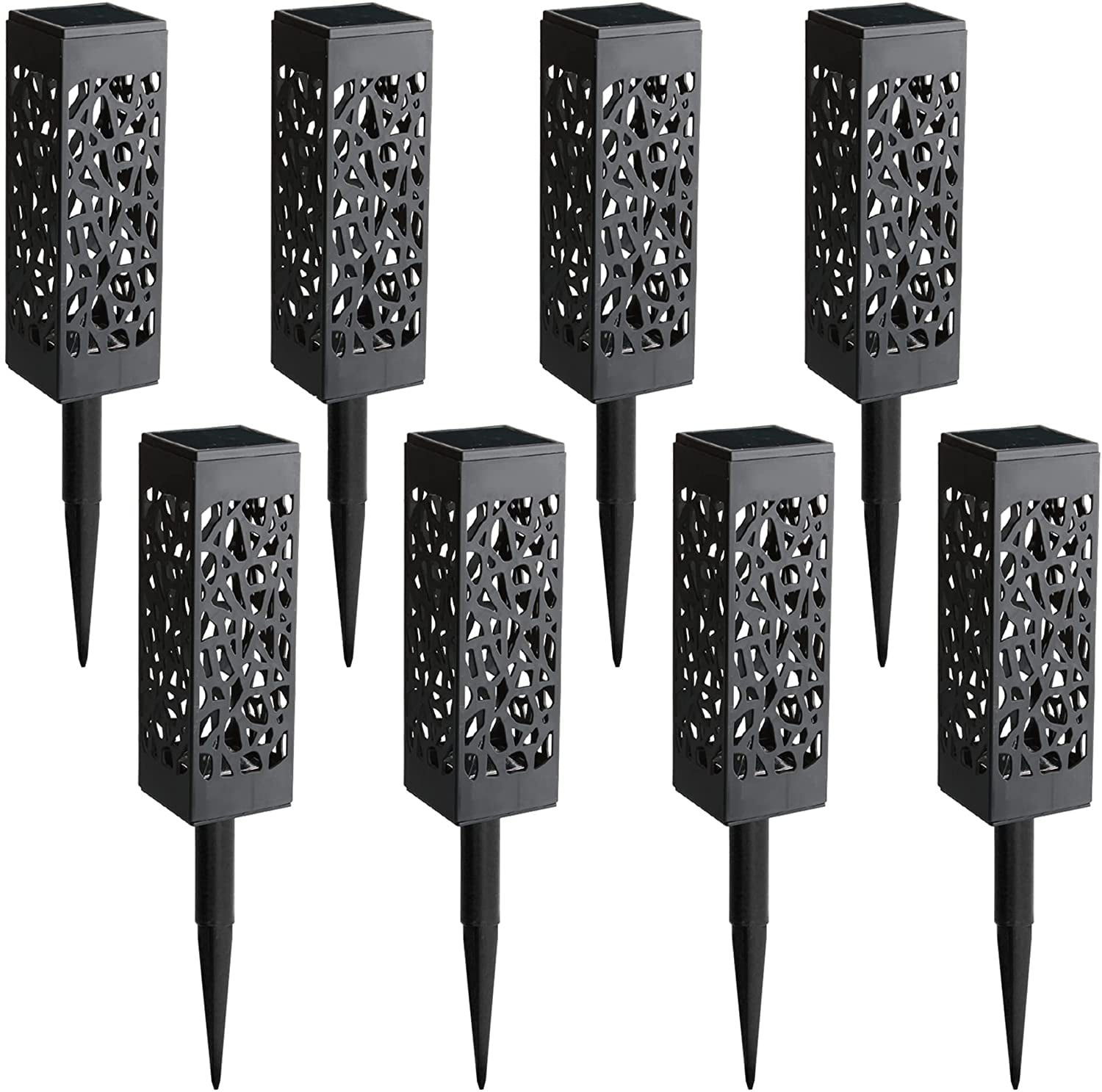 8-Pack Black Solar Powered LED Pathway Lights