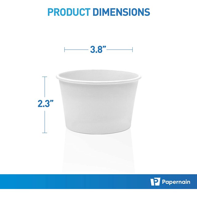 TRAHOO[8 oz, 100Count, White Paper Disposable Ice Cream Cups, Dessert