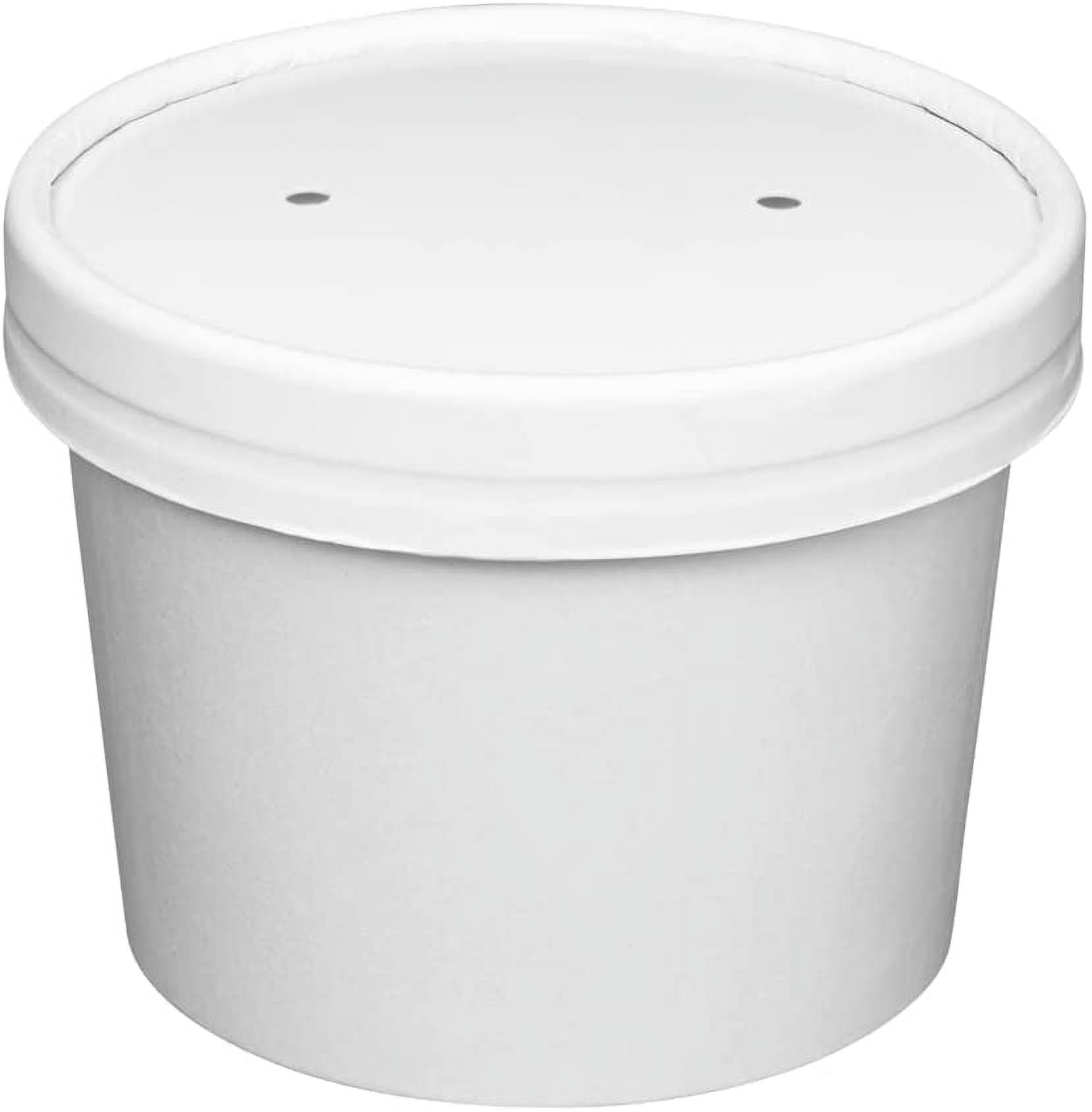 TRAHOO[8 oz. 25 Count White Paper Food Containers with Vented Lids