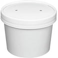 TRAHOO[8 oz. 25 Count White Paper Food Containers with Vented Lids