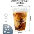 TRAHOO90 Pack 16 oz Clear Plastic Cups with Lids, Sturdy & Food Safe
