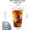 TRAHOO90 Pack 20 oz Clear Plastic Cups with Lids, Sturdy & Food Safe