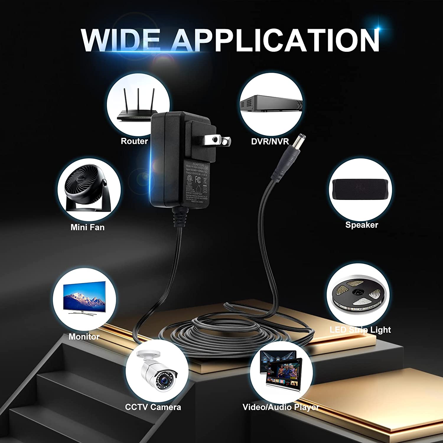 TRAHOOAC 100240V to DC 12V 2A/2000mA Power Supply Adapter, 24W
