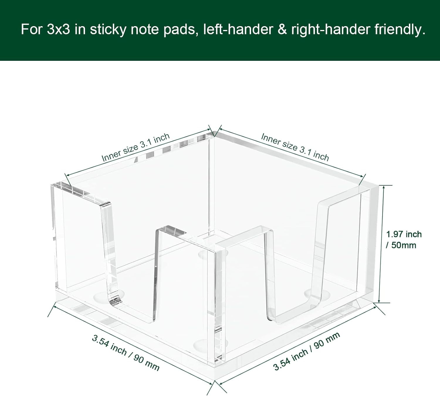 TRAHOOAcrylic Sticky Note Holder, SelfStick Note Pad Holder W/O Pads