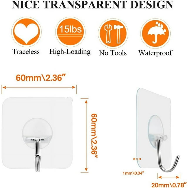 TRAHOOAdhesive Hooks Heavy Duty Wall Hooks Sticky Hooks for Hanging