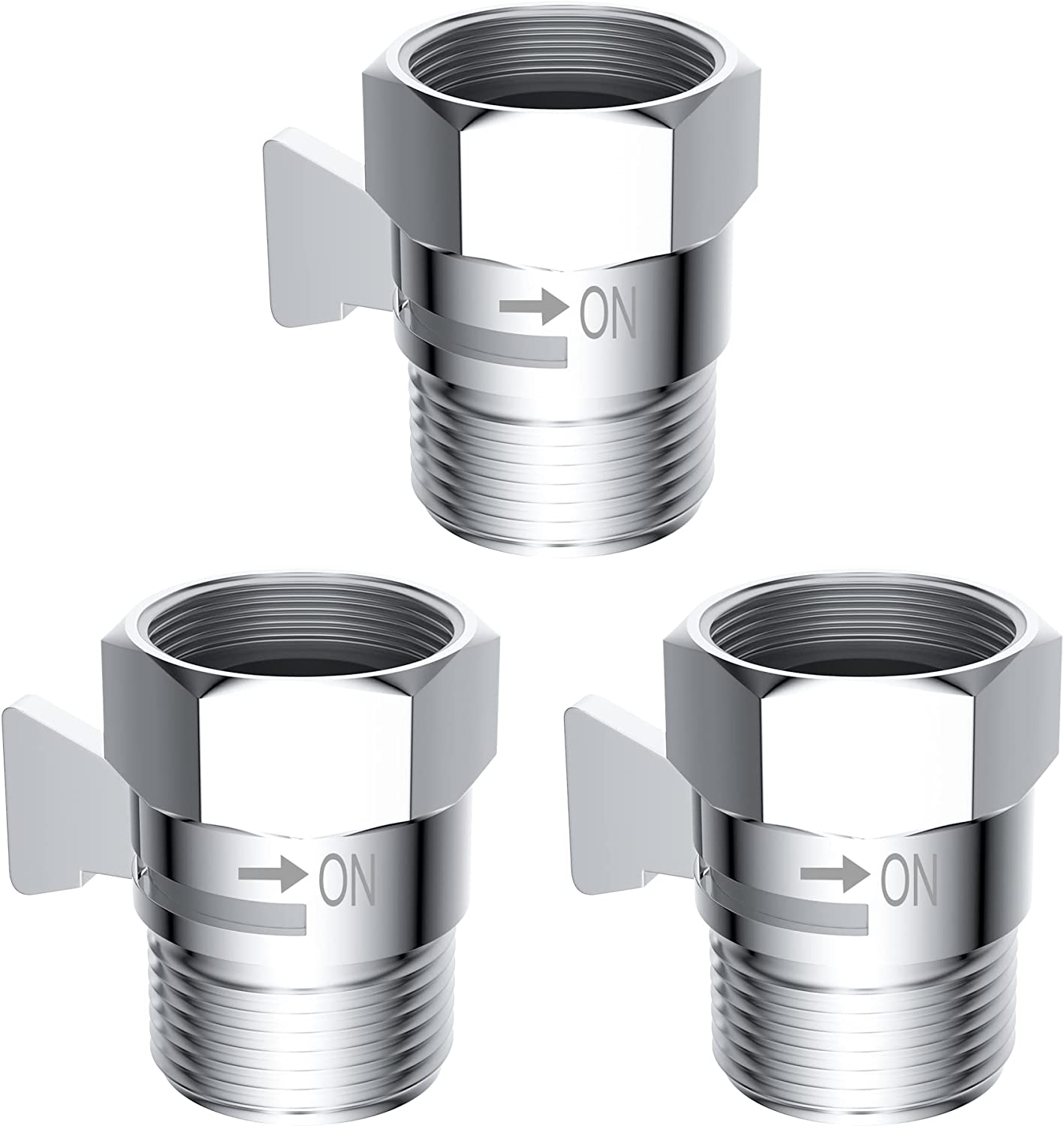 TRAHOOAll Metal 3 Pack Shower Head Flow Control Valve G1/2 Brass Shut