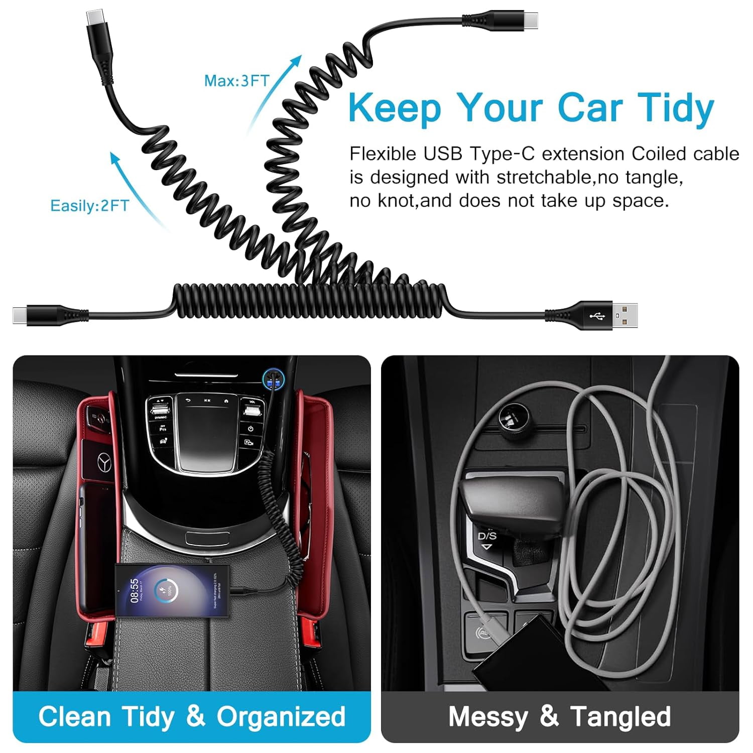 TRAHOOAndroid Auto Samsung USB C Cable Fast Charging for Car,2 Pack