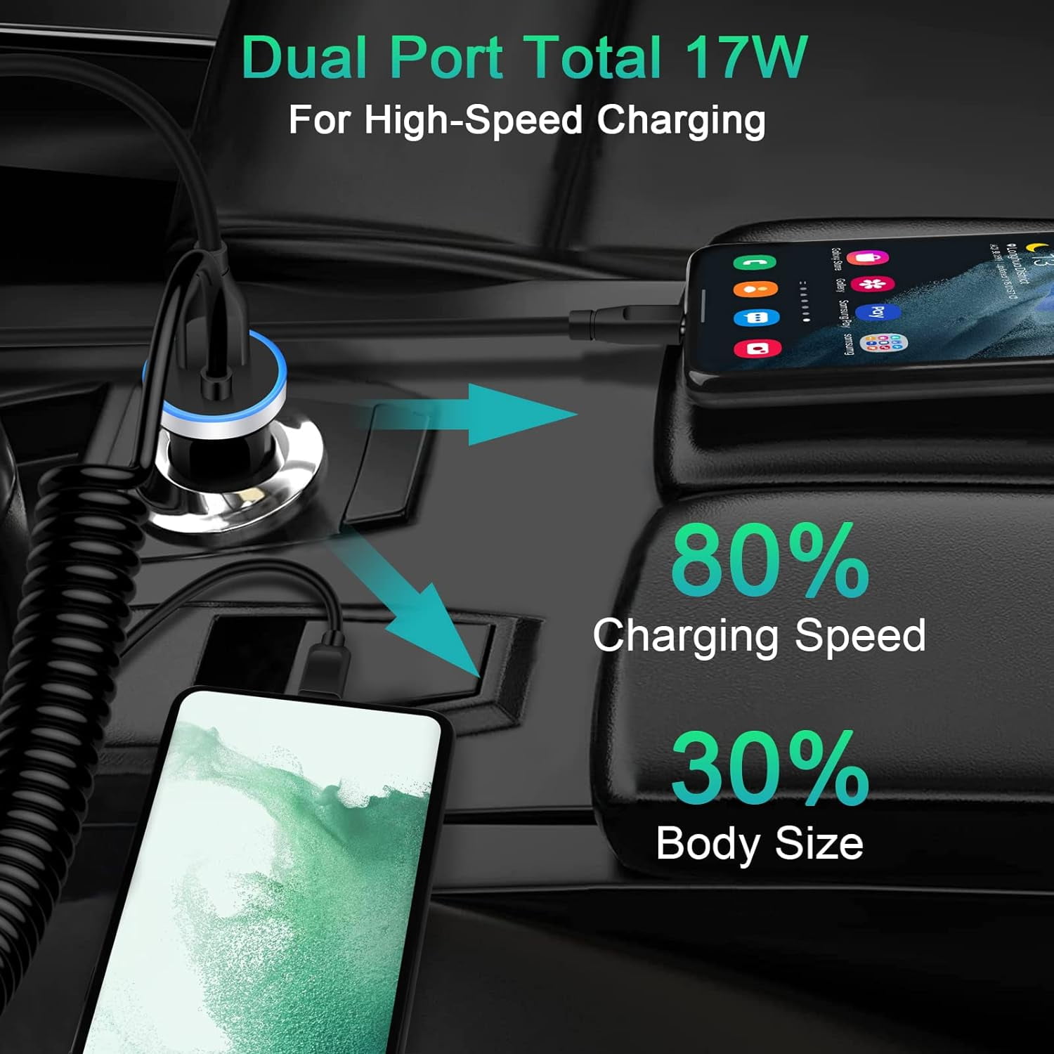 TRAHOOAndroid C Type USB C Car Charger Fast Charging for Samsung