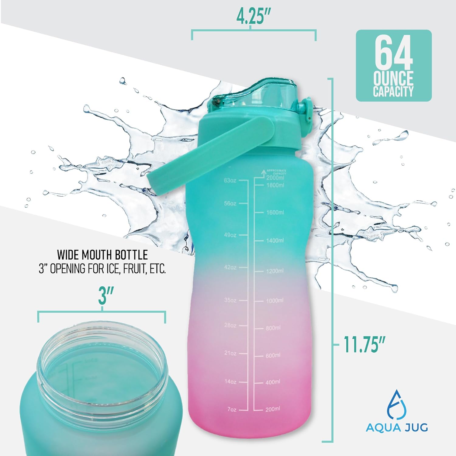 TRAHOOBerry Clear HalfGallon Water Jug with Handle AJBERRYCLR