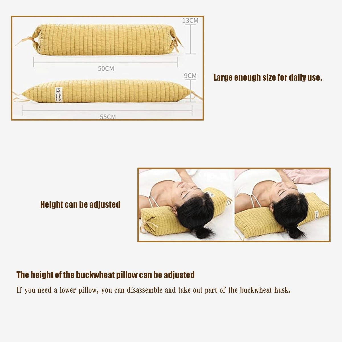 TRAHOOBuckwheat Pillow for Sleeping 14''x21'' Neck Roll Pillow Provide