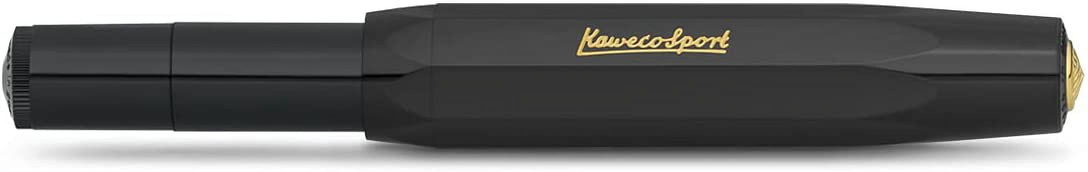 Kaweco CLASSIC SPORT Fountain Pen - Black With 23K Gold-Plated Steel Broad Nib | Pocket-Sized 13cm Pen