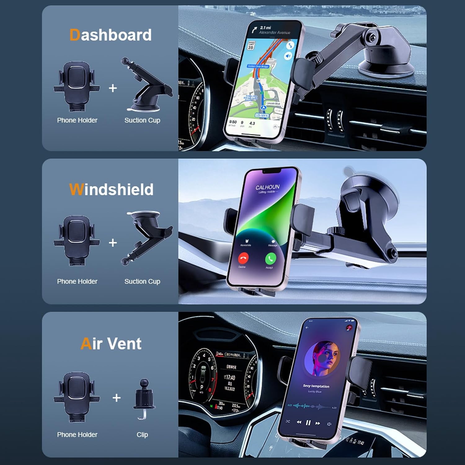 Qiilu Universal Car Dashboard Phone Holder For Land Rover Discovery 3 LR3 (2004-2009) - Air Vent Mount With Cup Holder