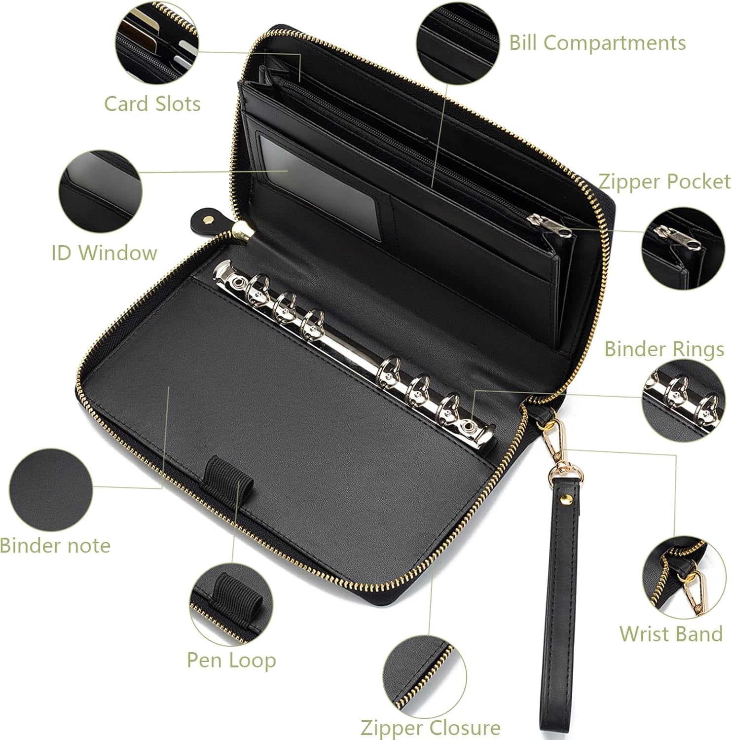 TRAHOOCash Envelope Wallet Budgeting System with 12 Budget Envelopes