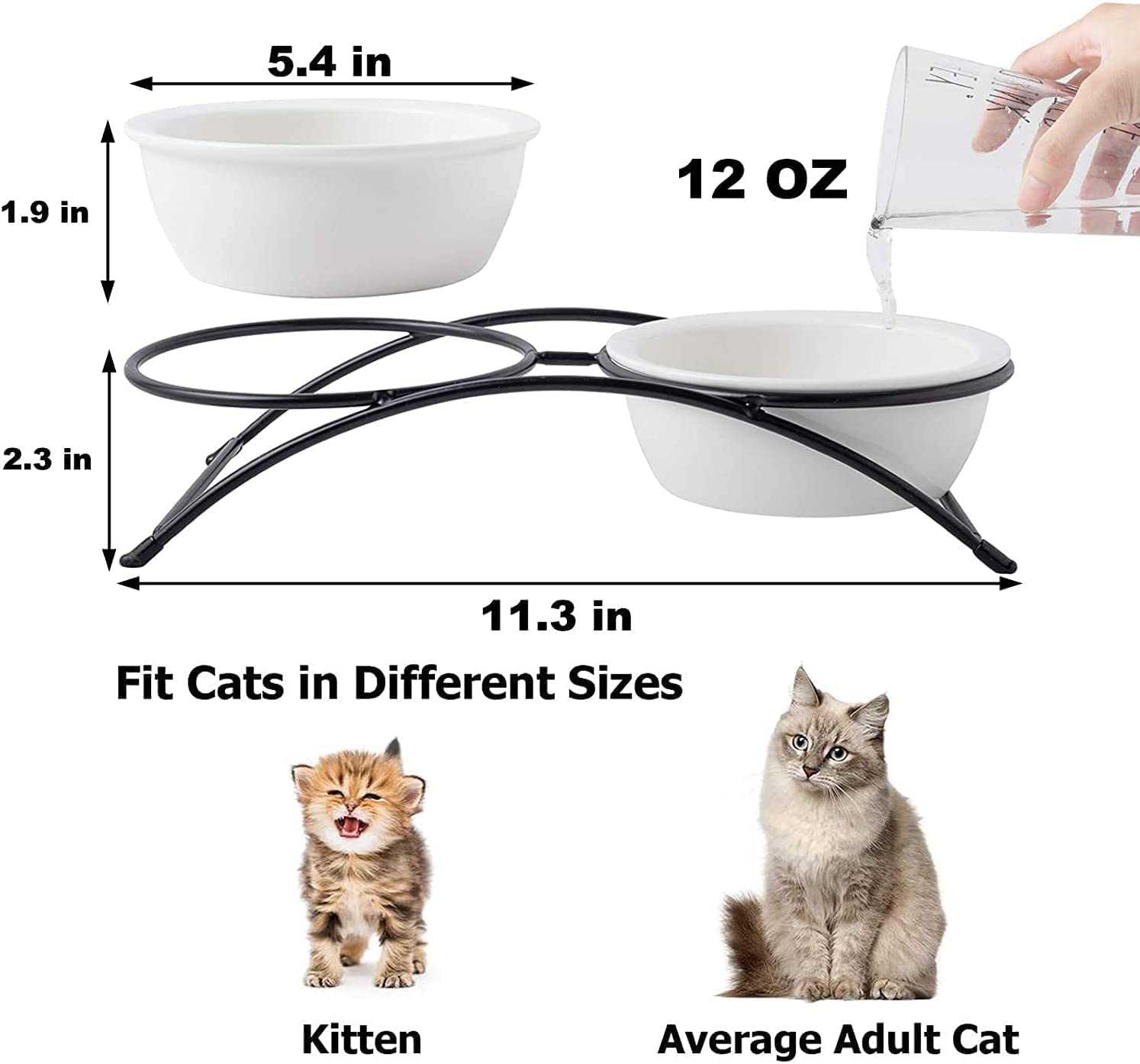 TRAHOOCat Bowls,Dog Bowls,Ceramic Elevated Pet Raised Cat Food Bowls