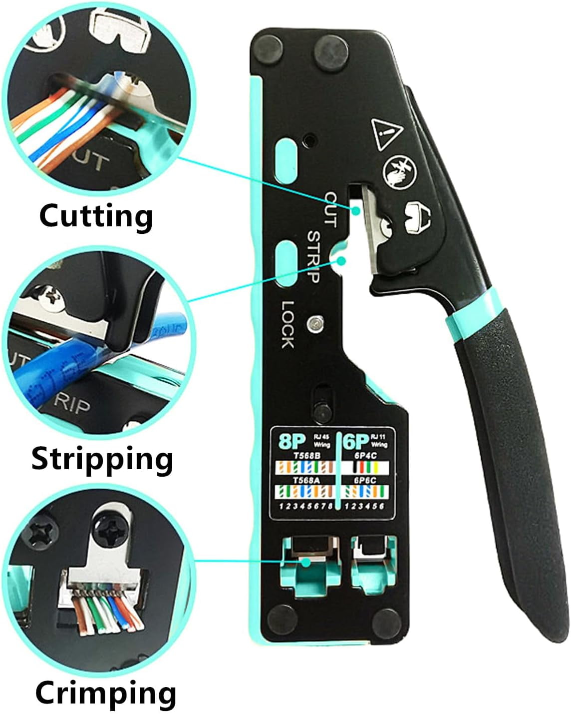 TRAHOOCat5 Cat5e Cat6 Cat6A Crimping Tool Kit, RJ45 Pass
