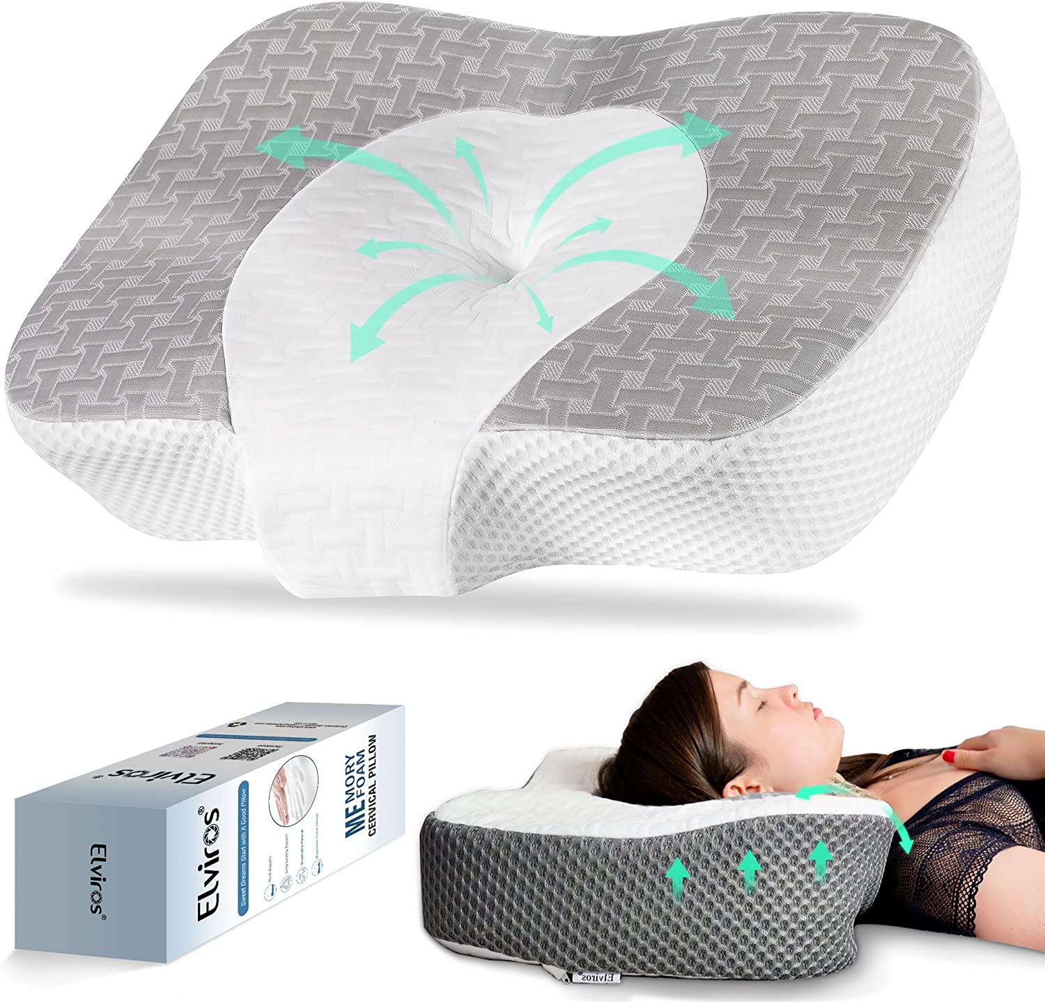 TRAHOOCervical Memory Foam Neck Pillow for Side Sleeping, Contour