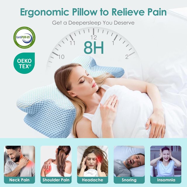 TRAHOOCervical Neck Pillow for Pain Relief Sleeping,Odorless Ergonomic