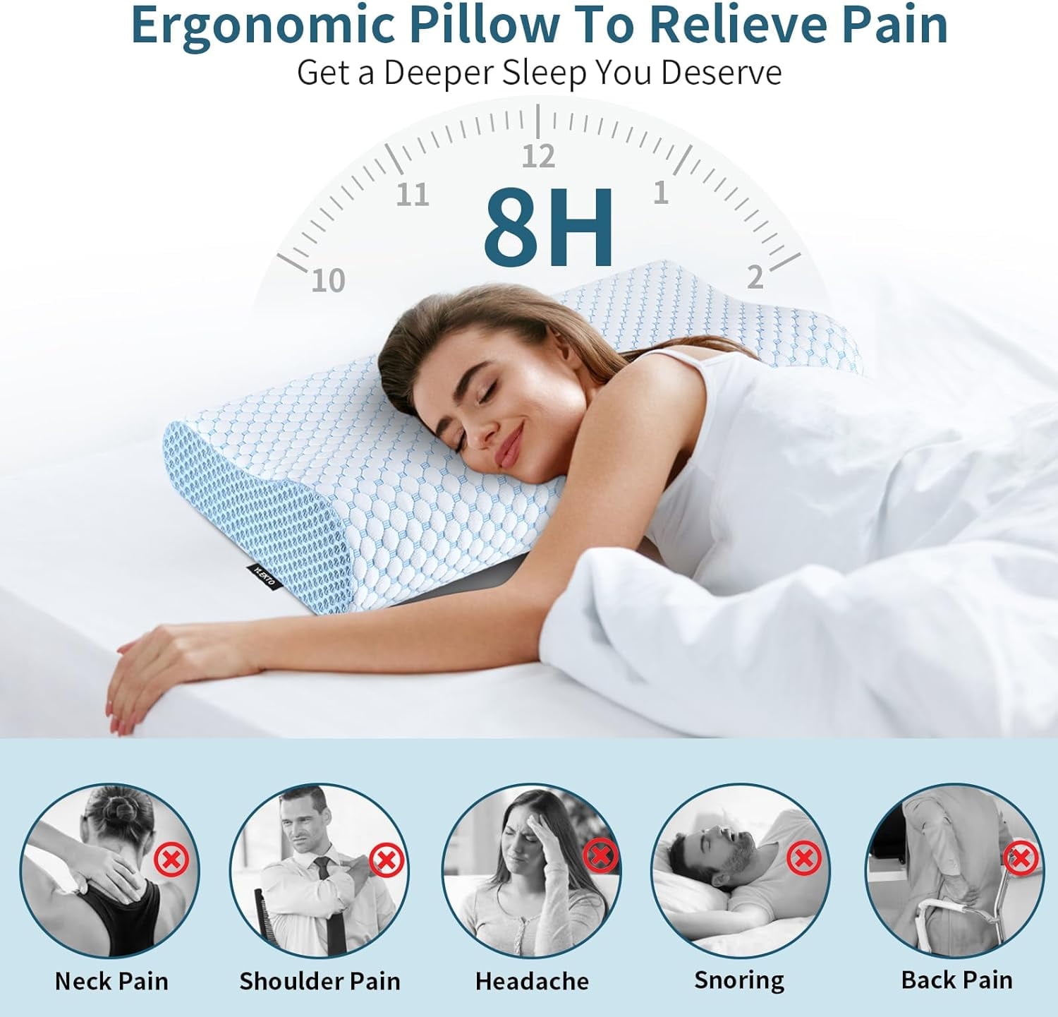 TRAHOOCervical Pillow for Neck Pain Relief, Contour Memory Foam