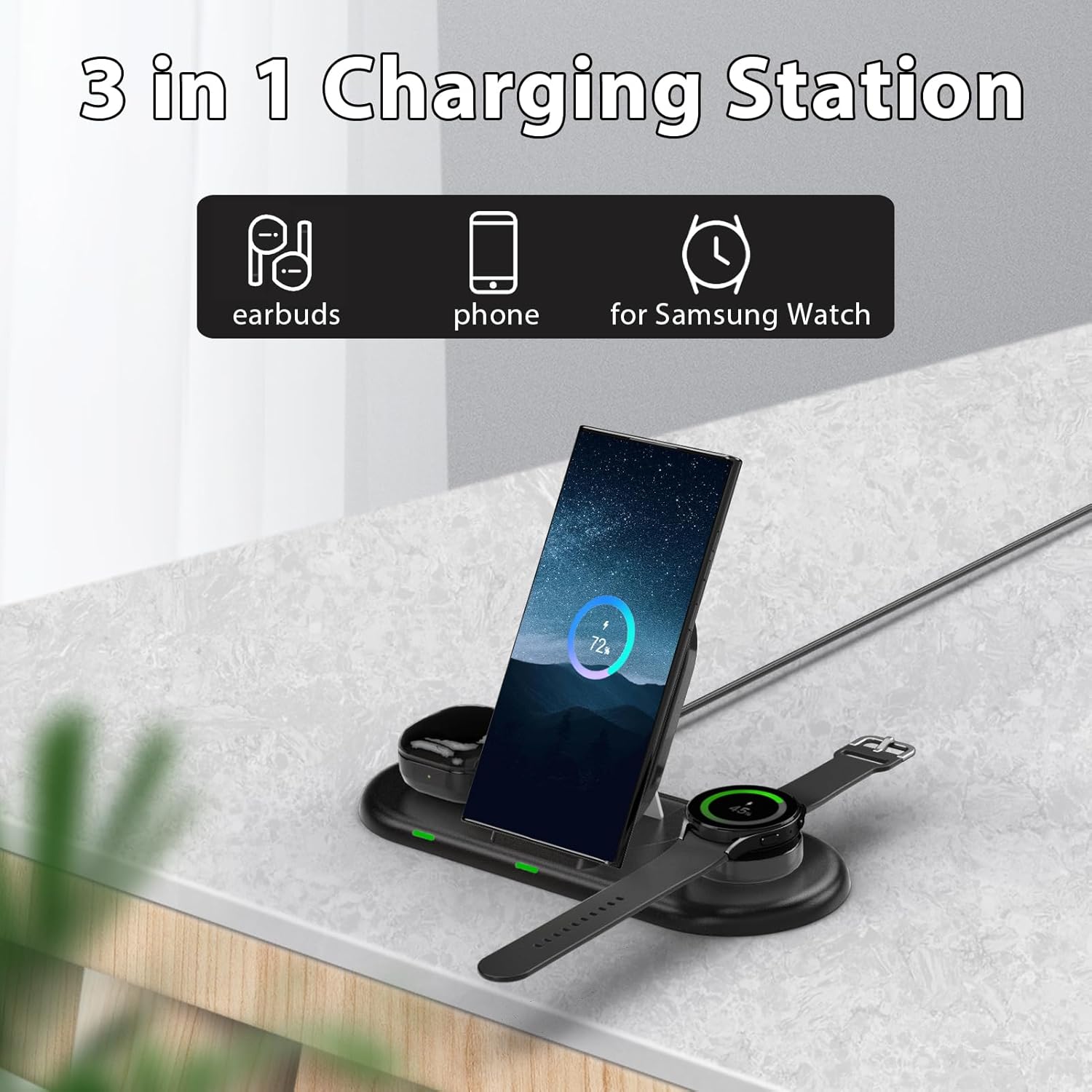 TRAHOOCharging Station for Samsung, Wireless Charger Foldable for