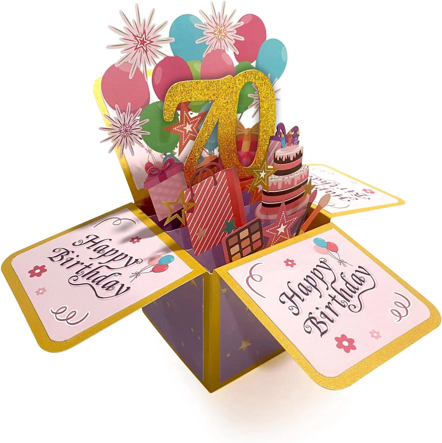 TRAHOO-Cheers To 70th Birthday Pop Up Card for Husband Wife, Colorful ...