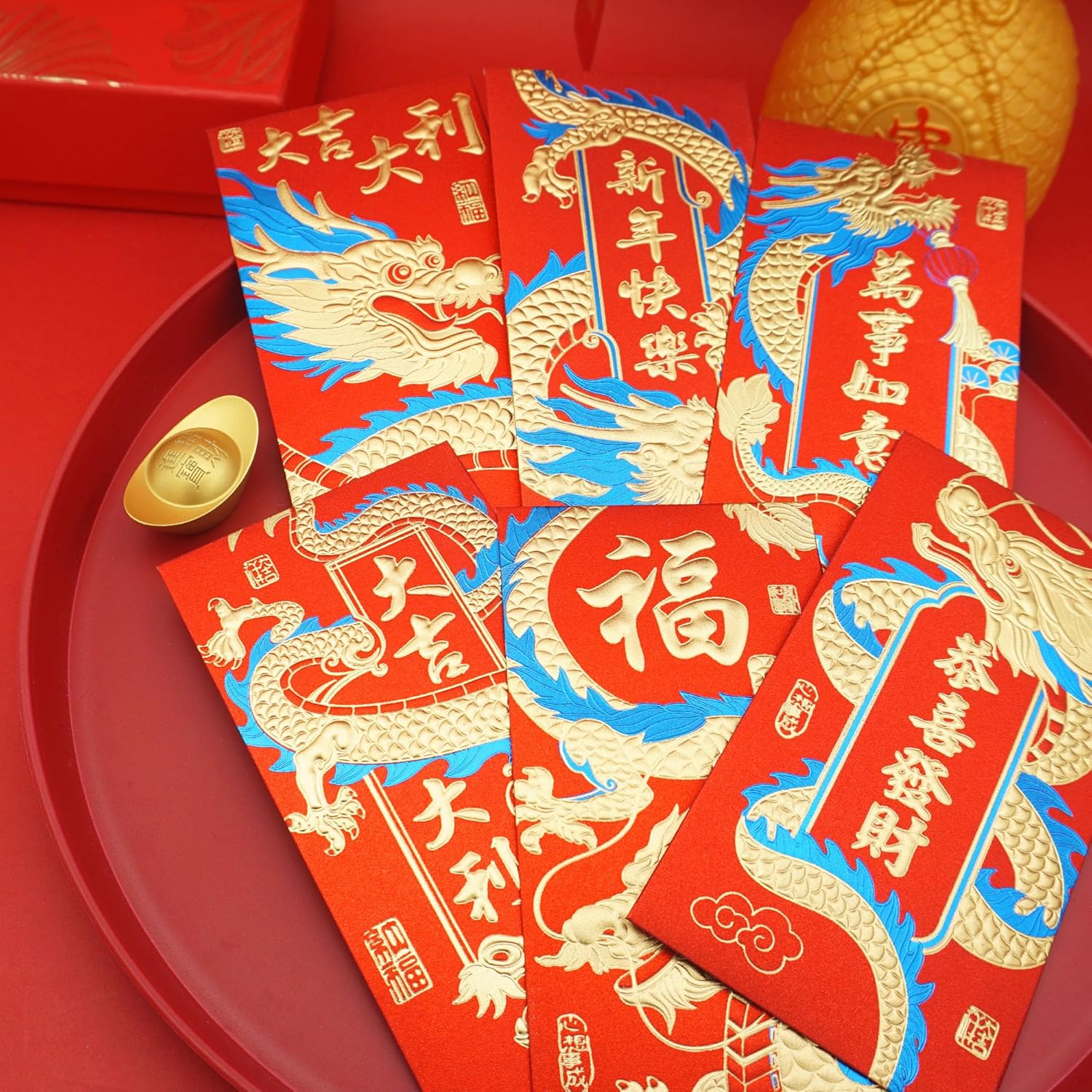 Lucky Money Envelopes Dragon Year 36 Chinese New Year Red 