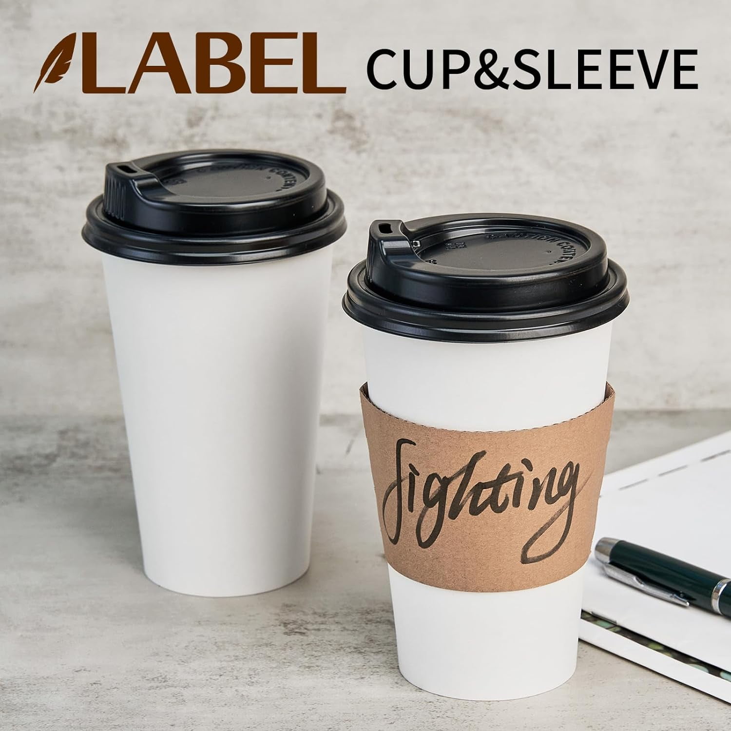 TRAHOOCoffee Cups 16 oz 50 Pack with Lids and Sleeves, Upgraded To Go