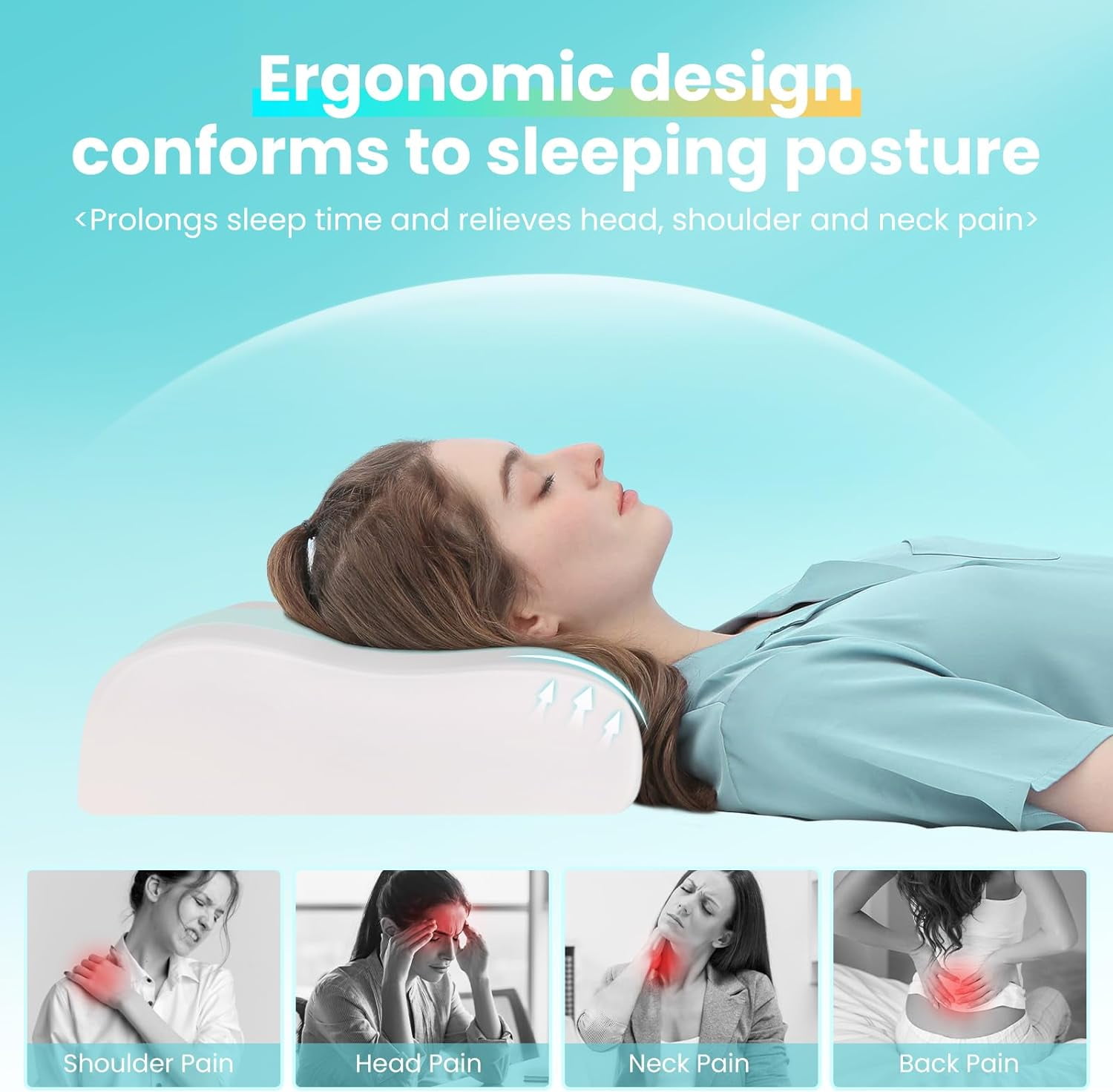 TRAHOOCooling Memory Foam Pillow Cervical Neck Pillow,Ergonomic