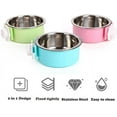 TRAHOOCrate Dog Cat Bowls, Removable Stainless Steel Hanging Pet Cage
