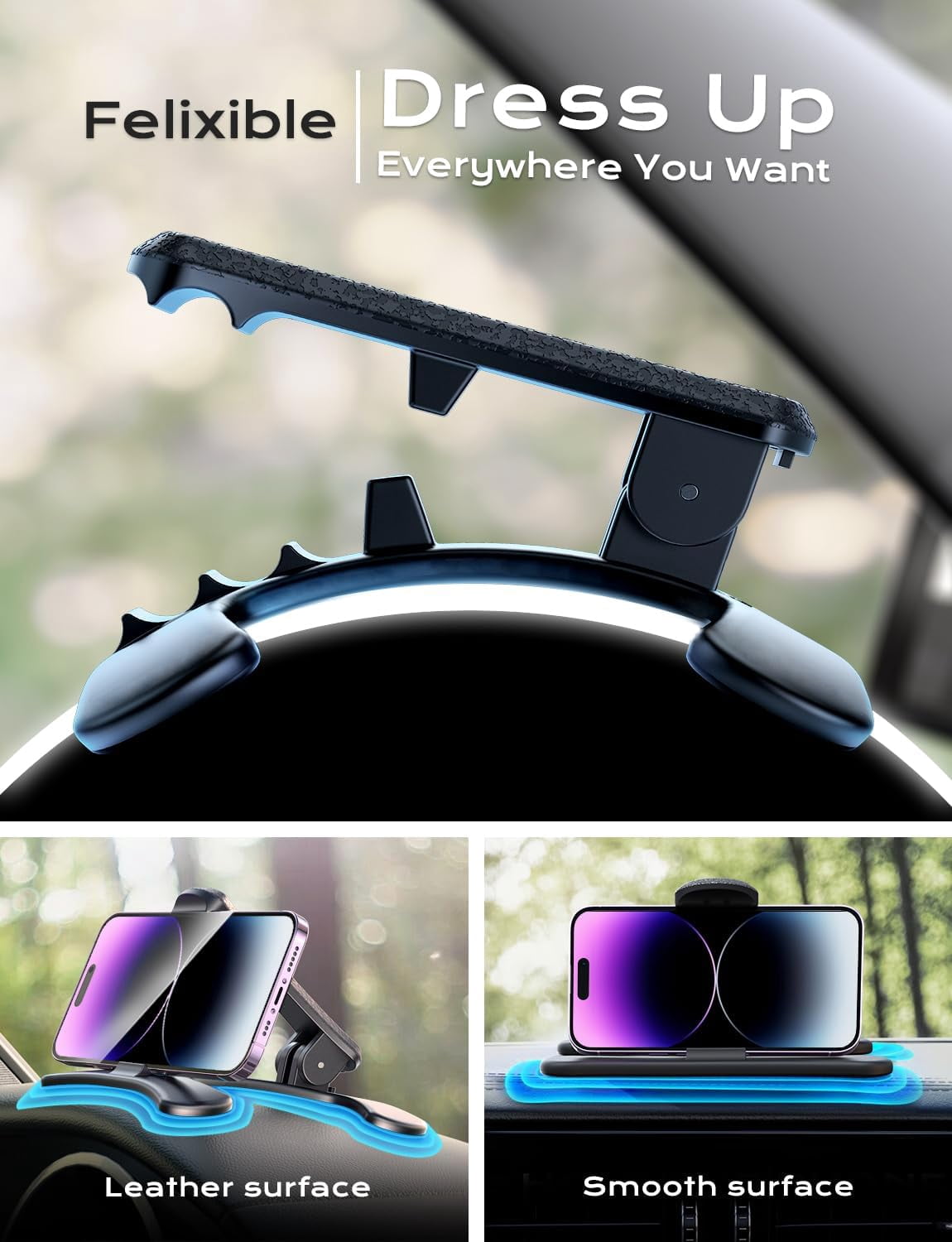 Extended Permanent Flexible Dash Mount & Strong Grip Holder for iPhone 11 (sku 57971) main image 1