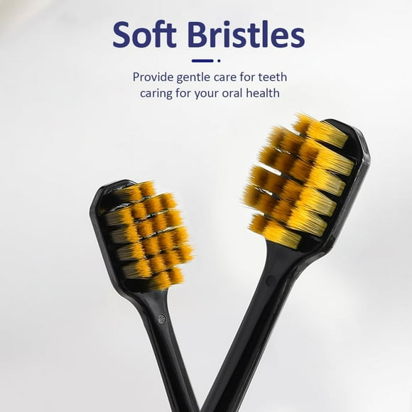 TRAHOO-Diamond Crystal Handle Manual Toothbrush, Ultra Soft Bristle Toothbrushes for Adults, Extra Soft Flossing Toothbrush for Sensitive Teeth - 3 Pack