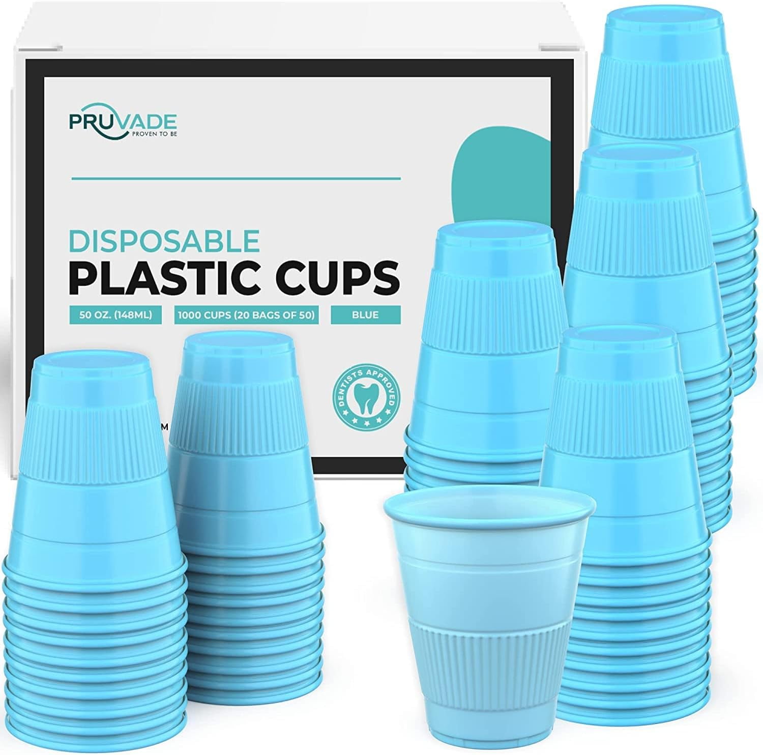 TRAHOODisposable Cups 500 Pack Blue 5 oz Plastic Cups, Small