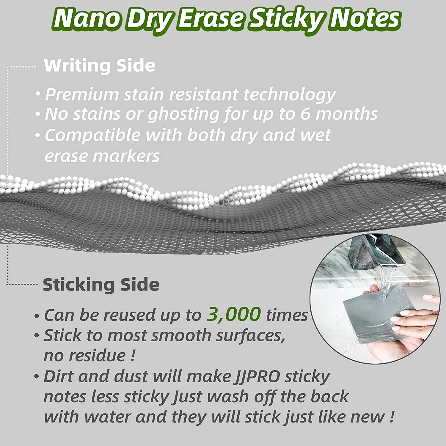 TRAHOODry Erase Sticky Notes. Reusable Whiteboard Stickers 4"x4" 8