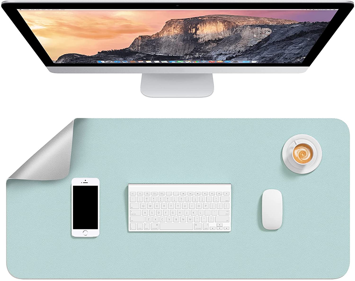 TRAHOODual Sided Leather Desk Pad, 31.5" x 15.7" Desk Blotter