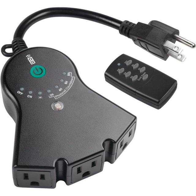 TRAHOODusk to Dawn Light Sensor Timer, 100 FT Range Remote Control
