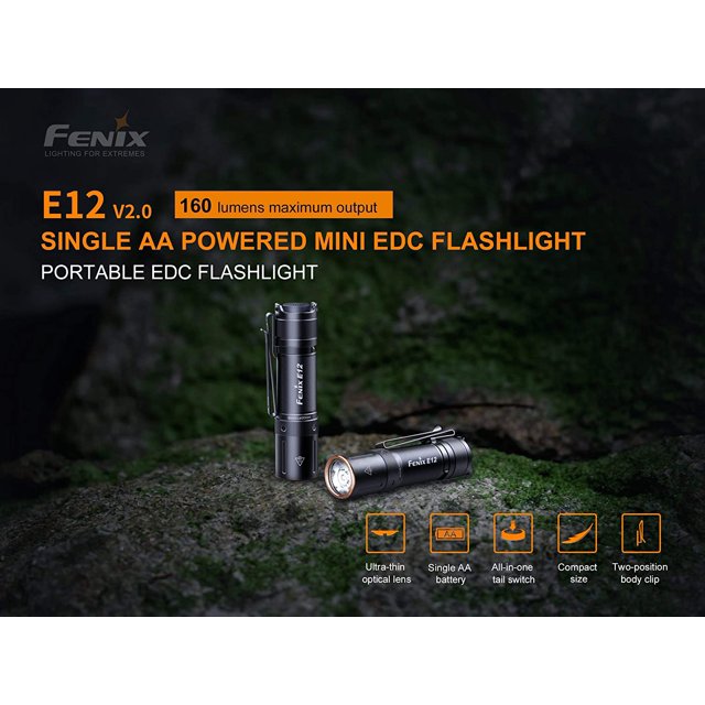 TRAHOOE12 V2 160 Lumen LED flashlight with EdisonBright AA alkaline