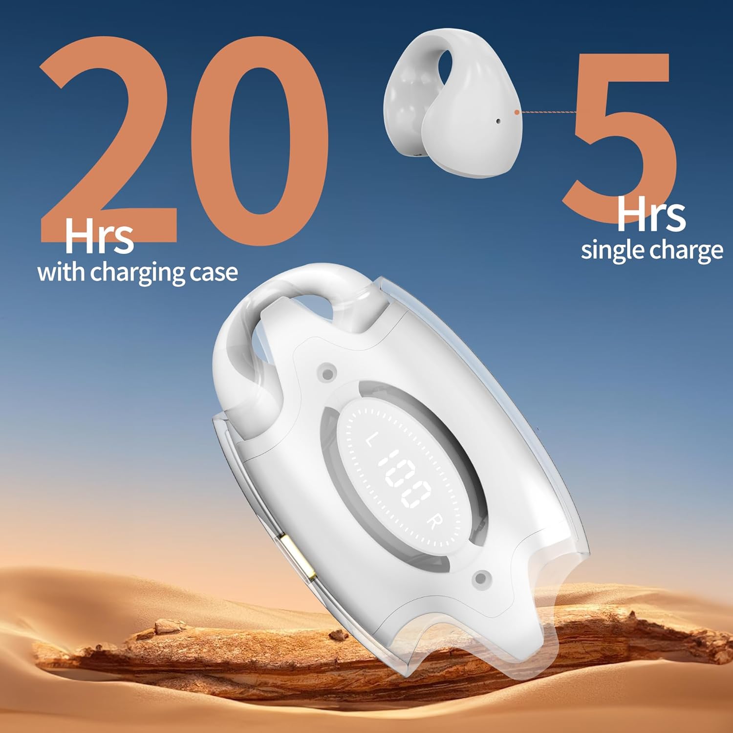 TRAHOOEar Clip Headphones, Open Ear Headphones Bluetooth 5.3 with Mic