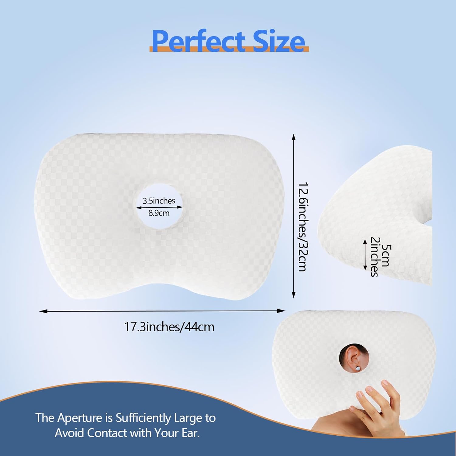 TRAHOOEar Piercing Hole Pillows Side Sleeper Pillow with an Ear Hole